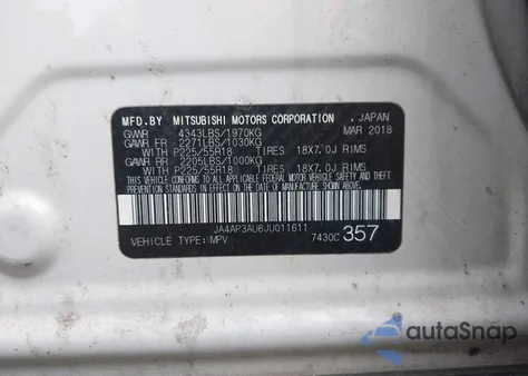 2018 Mitsubishi Outlander Sport 2.0 Es from USA, damaged, VIN JA4AP3AU6JU011611